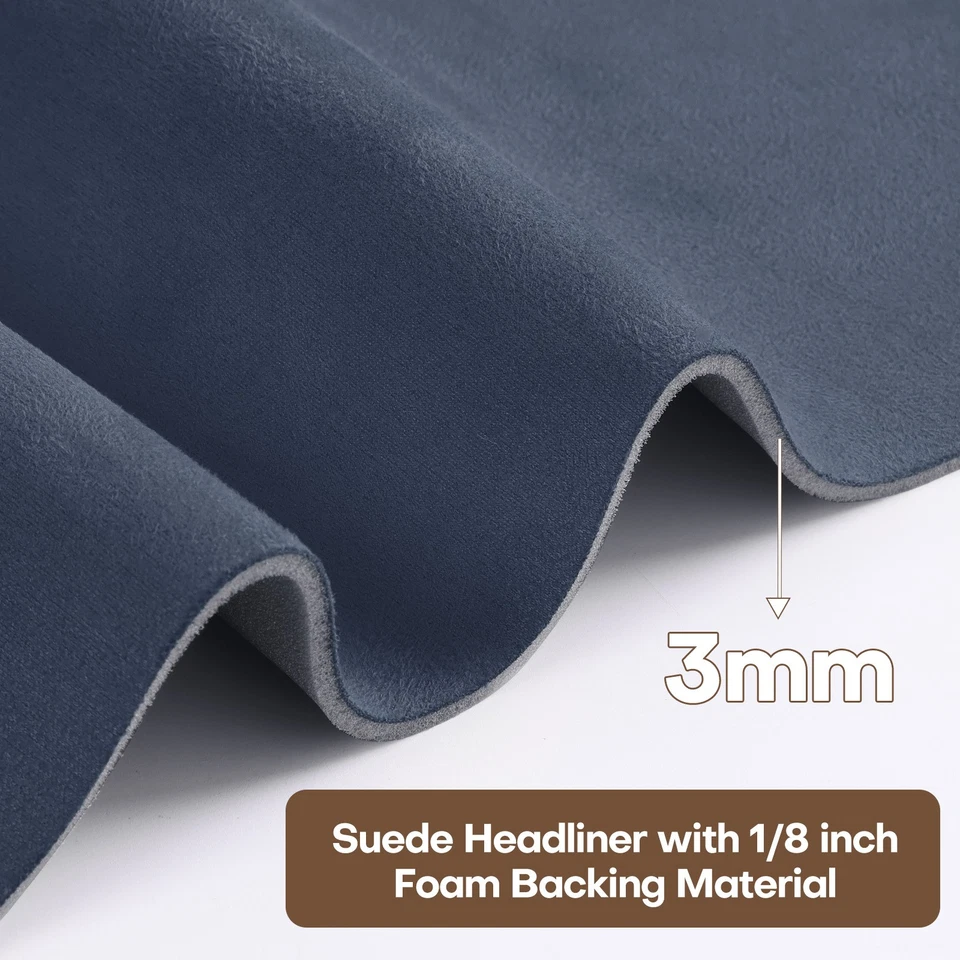 1/8" Foam Backed Suede Headliner Fabric 60"W Car Roof Repair Upholstery Material - Image 4 of 4