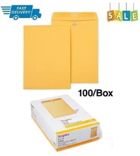 100 Pcs CLASP ENVELOPES 9x12 28lb Kraft Shipping Mailing Gummed Business Manila