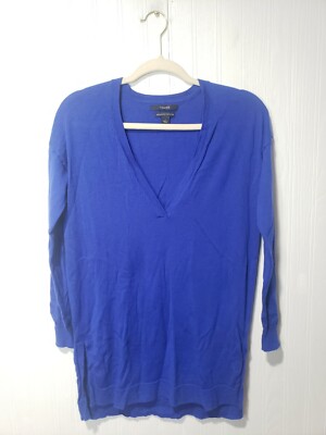 Tahari Women's Sweater Long Sleeve 100% Extrafine Merino Wool Blue Size S