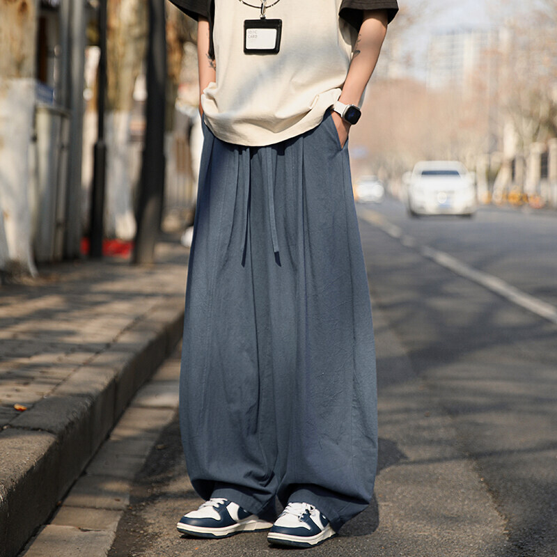 Breathable Cotton Linen Wide-Leg Casual Pants for Men