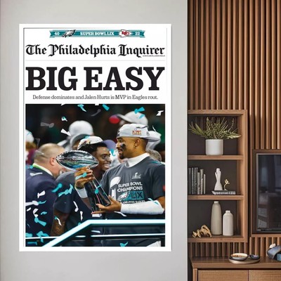 Philadelphia Eagles Super Bowl LIX Championship Newspaper Print Poster - New!!