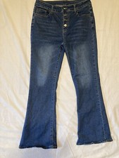 Womens Unbranded Blue Jeans Wide Leg Stretchy Size Large Pre-Owned