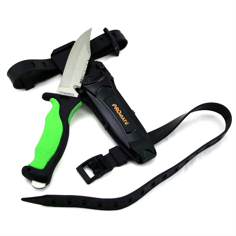 Promate Sharp Tip Full Titanium Blade Scuba Diving Snorkeling Spearfishing Knife