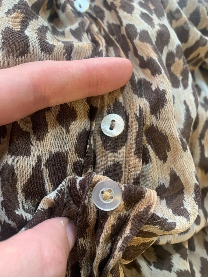 Dolce & Gabbana - Sheer Leopard Print Button Down Shirt Dress - Image 4 of 4