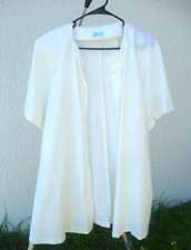 VTG SUE BRETT XL PLUS IVORY CREAM CARDIGAN OPEN JACKET DUSTER MADE IN USA WOMEN
