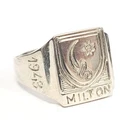 Vintage 1943 Iran Sterling Silver Signet Style Ring Sz11.25 Hand Engraved