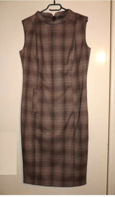 Robe fourreau crayon classique élégante affaires carreaux marron ZARA T L -TBE - Photo 1/4