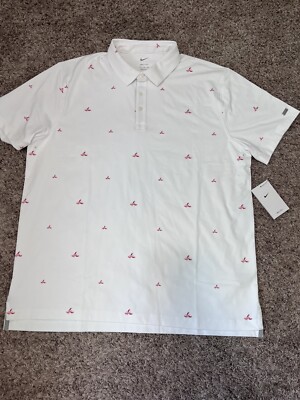 Nike Golf Shirt Mens XLarge Lobster Pattern All-Over Print White