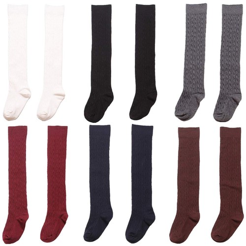 Girls Knee High Socks - School Uniform Cotton Cable Knit Over The Calf Stocki...