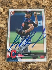 Lenny Torres Signed 2018 Bowman Draft Auto Cleveland Indians BD-8