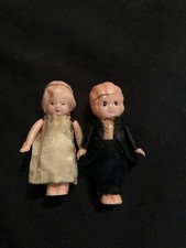 Antique I Now Pronounce You Man Wife 2.5" KEWPIES-Bride  Groom Celluloid 1930's