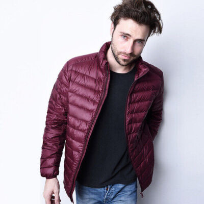 Mens Duck Down Jackets Ultra Light Travel Portable Thin Sport Lightweight Jacket