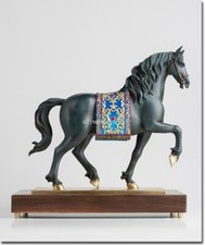  18'' bronze copper carved home decor auspicious Andalusian Horse statue