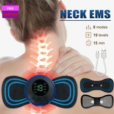 2Pcs Portable Mini Electric Neck Back Massager Patch Stimulator Cervical Massage