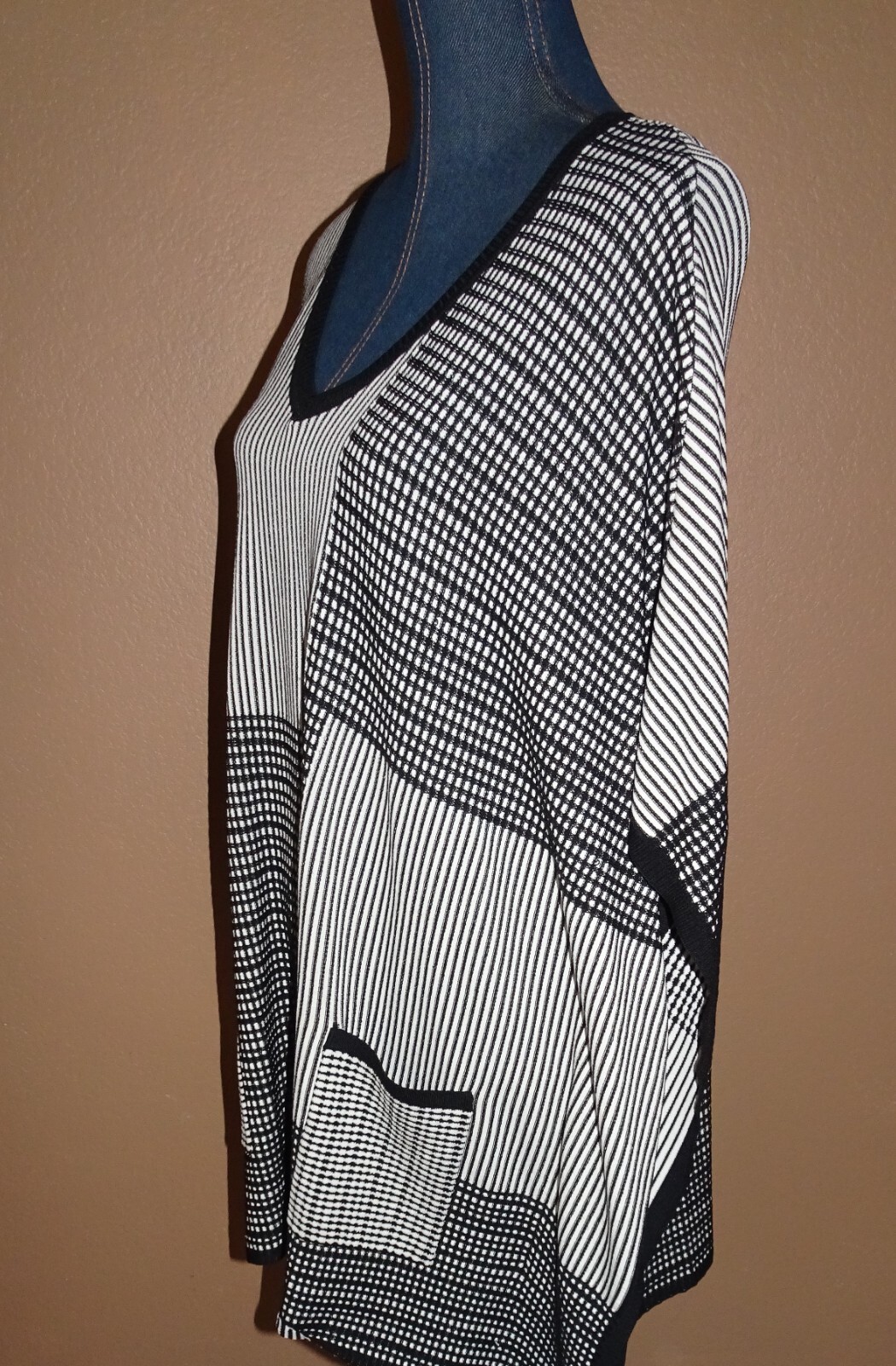 Chico's Tabard Striped Patchwork Poncho Pullover … - image 2