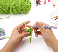 8PCS Knitting Needles Set Ergonomic Grip Crochet Hook Soft Handle Blue Flower