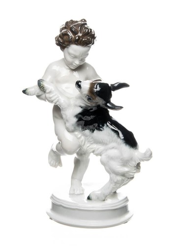 Figur Putto mit Zicklein Rosenthal bemalt 1. Wahl sehr guter Zustand - Bild 2 von 4