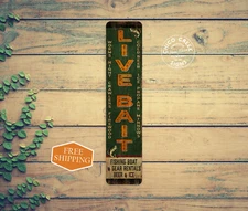 Live Bait Sign Fishing Tackle Country Decor Hunting Dad Gift 4x18 104182001044 