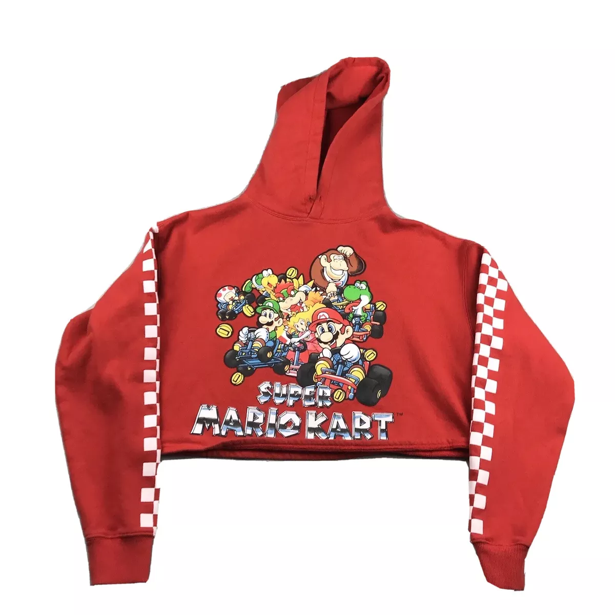 Nintendo Super Mario Kart Hoodie Womens Medium Red Cropped Hooded