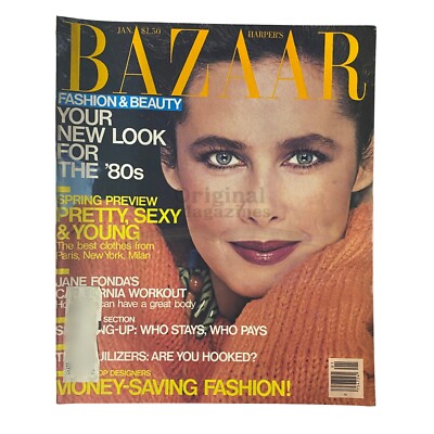 Harper's Bazaar Magazine January 1980 Dayle Haddon Cover VG