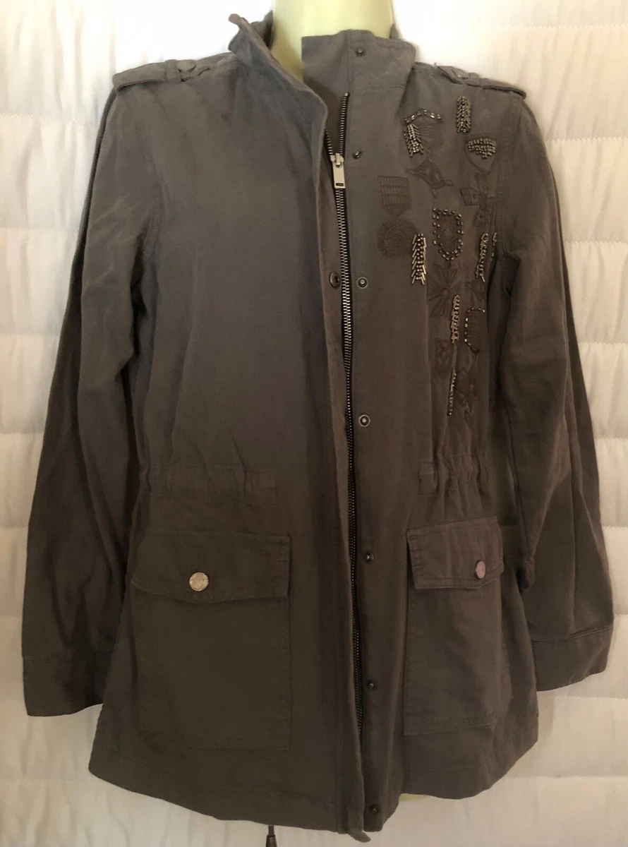 NEW MINT VELVET KHAKI Embroided Military Style Jacket SIZE UK 8 eBay