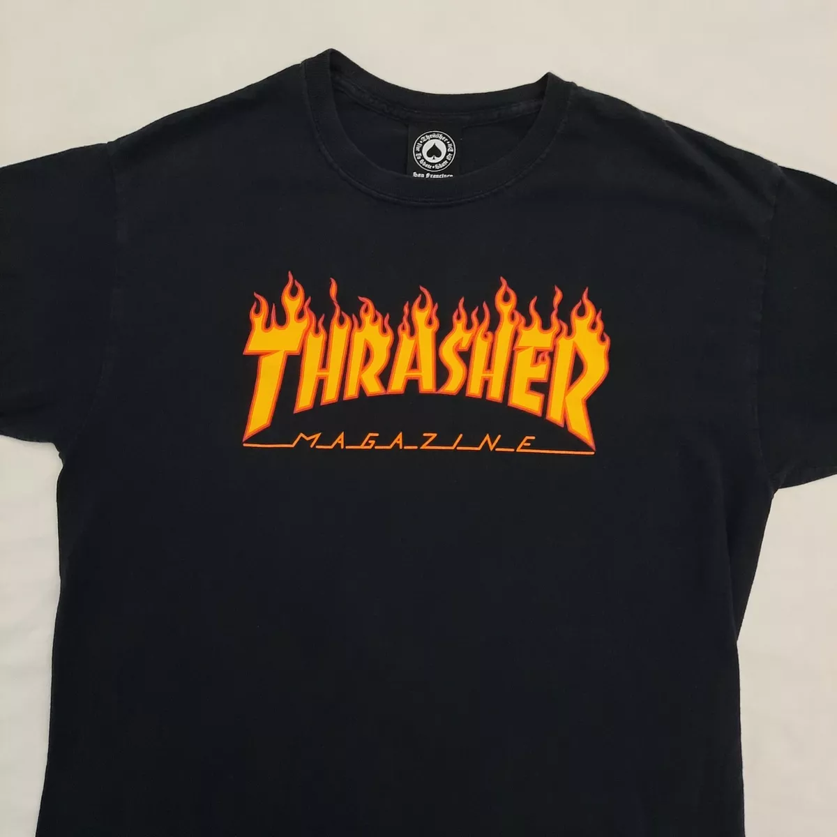 Thrasher Magazine San Francisco Tag Skate Orange Flames Graphic T