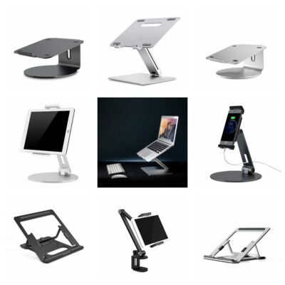 Laptop Notebook Handy Ständer Halterung aus Alu Silber Graun verstellbar drehbar