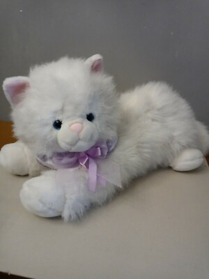 VTG Large Animal Alley Kitty Cat Plush Toy 20'' Purple Ribbon Pink Ears (B5)