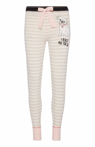 PUG DOG Donna Pigiama separa T shirt a strisce Lounge Pantaloni Leggings  Primark | eBay