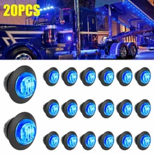 20X 12V Blue 3/4" Marker Lights LED Round Side Bullet Light for Truck Trailer RV