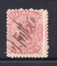 Tasmania 1d rose red QV sideface SG 127 used same month of issue (11/70)