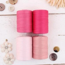100% Cotton Thread Set | 4 Pink Tones| 1000M (1100 Yds) Spools | Quilting Sewing
