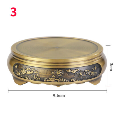 Brass Copper Display Stand Pedestal Carving Round Base Vase Pot Statue Chinese