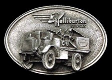 QA06112 RARE PRE-1982 VINTAGE **HALLIBURTON** 1916 FWD PUMP TRUCK LTD ED. BUCKLE