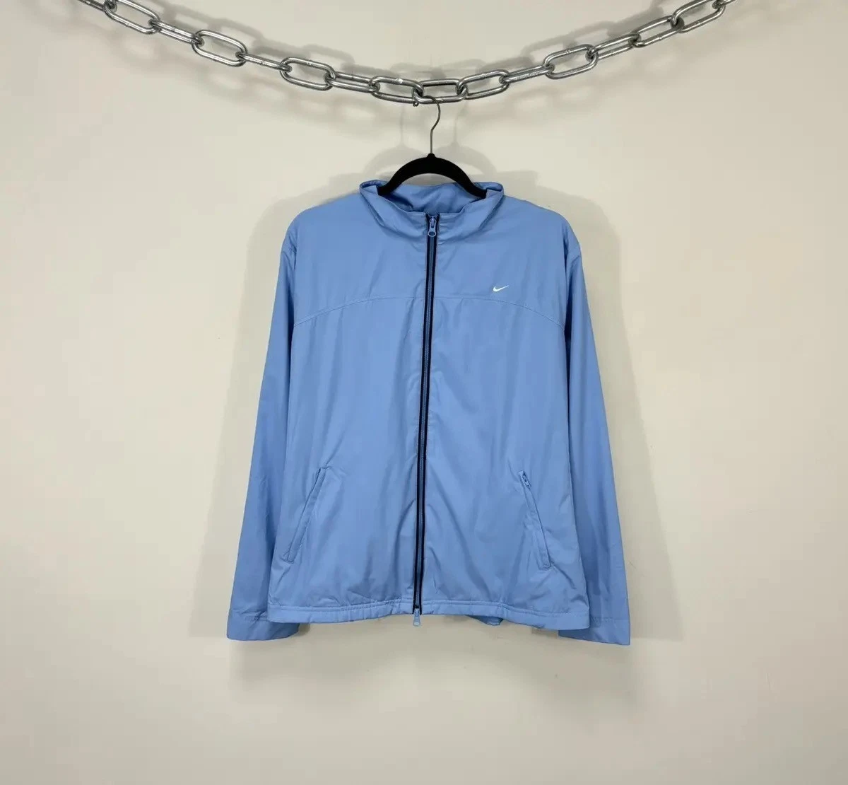 Vintage Nike Y2K Light Blue Swoosh Retro Hype Track Jacket XL