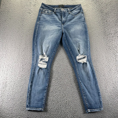 Buckle Black Fit No. 75 Jeans Women's 28x27 Blue Denim Skinny Ankle Distressed