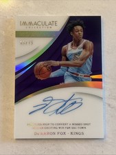 2017-18 Panini Immaculate Moments /75 De'Aaron Fox On Card Rookie Auto Kings. rookie card picture
