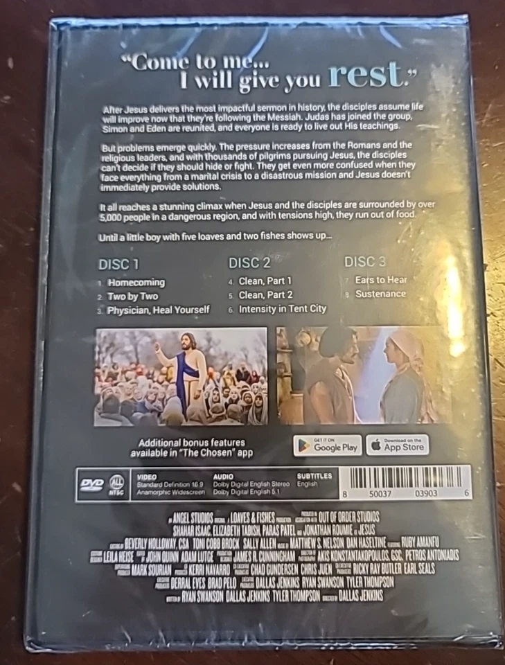 The Chosen Season 3 DVD Angel Studios 3 Disc Set New Sealed - Image 2 of 2