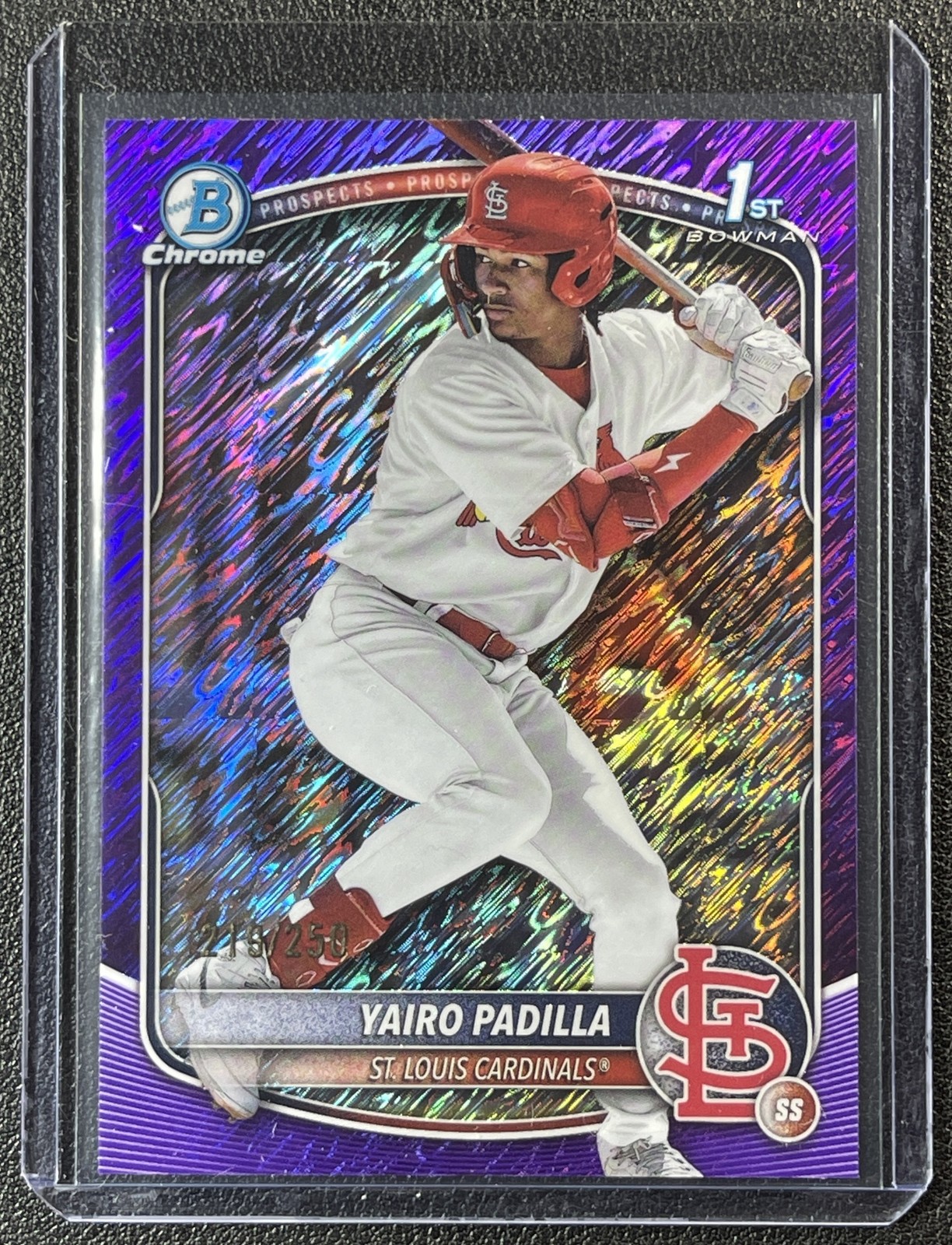 YAIRO PADILLA 2025 BOWMAN CHROME 1ST PURPLE SHIMMER REFRACTOR PROSPECT /250