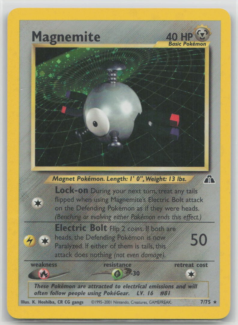 Magnemite 7/75 Rare Neo Discovery Pokemon Unlimited Holo Lightly Played