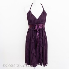Eliza J Purple Ruffle Chiffon Dress 8 Halter Babydoll Fairy Y2K Whimsy Party
