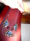 JEWELMINT ELEGANT PINK  CRYSTAL/BLACK FLOWER LINK NECKLACE/PINK EARRINGS SET — photo 7
