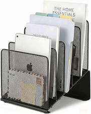 File Organizer for Desk, File Folder Organizer with 5-Section Vertical Rack, Sui