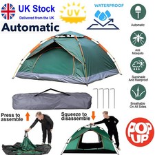 2-4 Man Automatic Instant Double Layer Pop Up Camping Tent Waterproof Outdoor UK