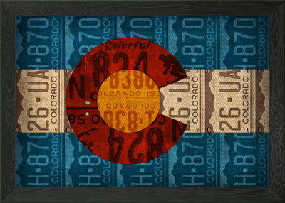 Colorado State Flagge Vintage Recycling gerahmtes Wandbild Poster Leinwanddruck Bild