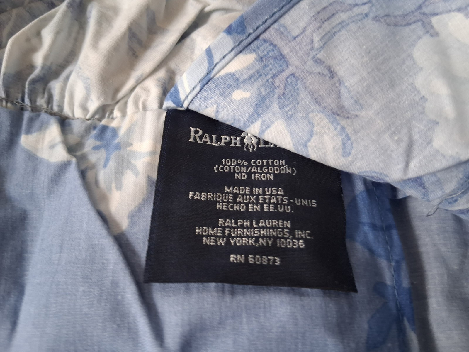 Vintage Ralph Lauren Grace-Blue & White Floral Euro Ruffled Pillow Sham-1985