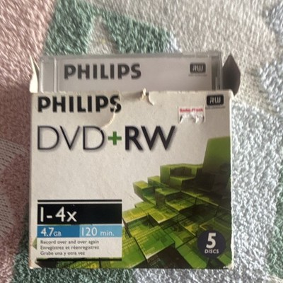 Philips DVD+RW Rewritable Discs 4.7GB 120min 4 Pack Jewel Case