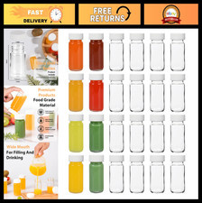 24 Pack 2 oz Glass Shot Bottles - Leakproof Mini Jars for Juice, Whiskey, Travel