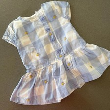 Baby Girl 0-3 months Mothercare  Checked Embroidered Short Sleeve Tunic  (35 33)