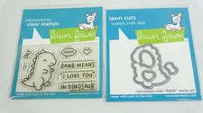 2016 Lawn Fawn "Rawr" Clear Stamps  Die Set LF1555  LF1556